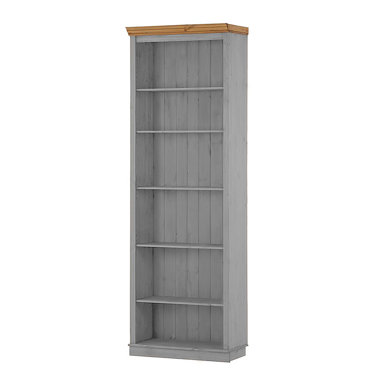 MASSIVE BÜCHERWAND - Massivholz - Kiefer - Kieferfarben/Grau, Holz (296/223/37cm) - home24