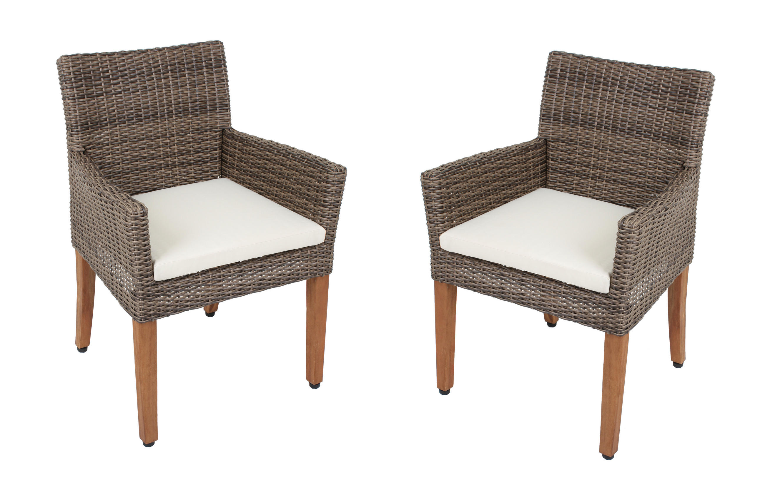 GARTENSTUHL 2er Set Dover mit Auflage Relaxsessel - Braun, Holz (65/87/60cm) - DELUKE