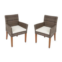 GARTENSTUHL 2er Set Dover mit Auflage Relaxsessel - Braun, Holz (65/87/60cm) - DELUKE