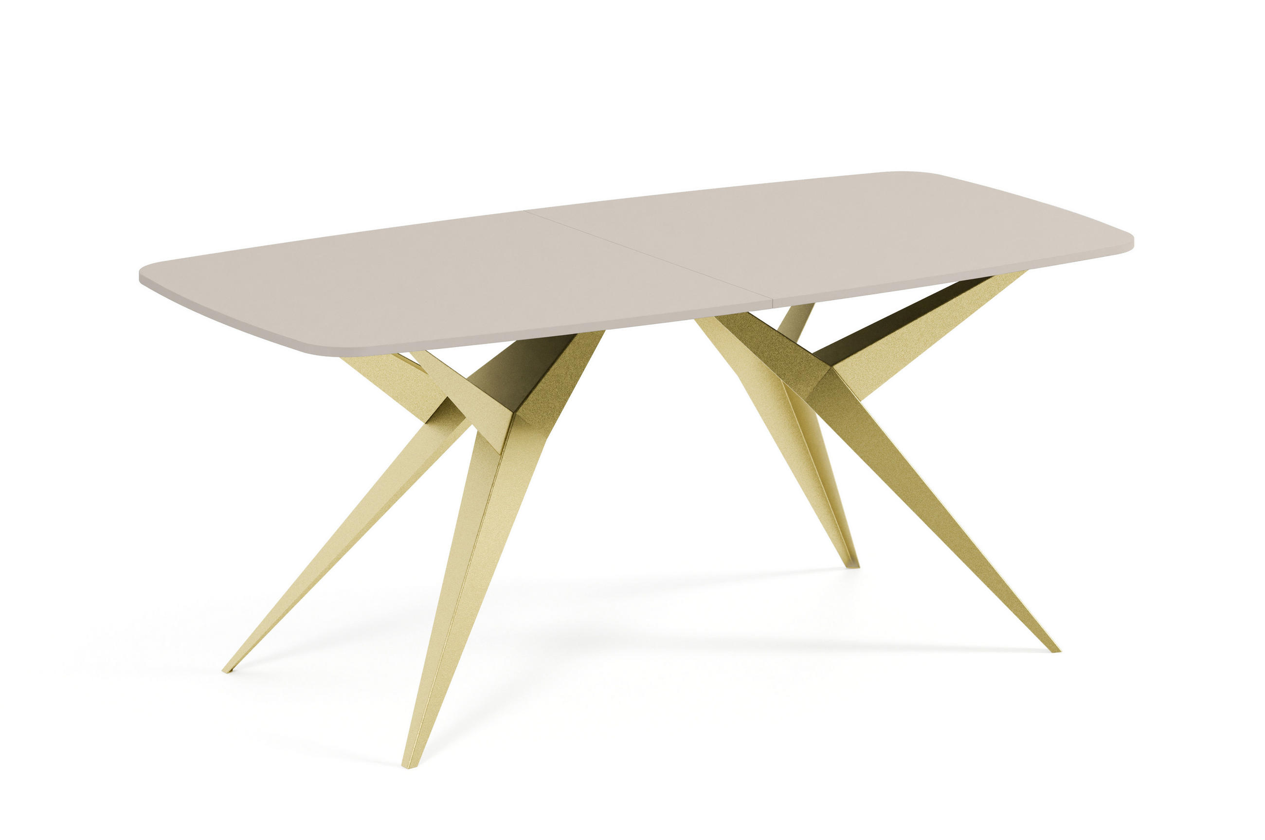 ESSTISCH AXIS - Kaschmir/Goldfarben, Holzwerkstoff/Metall (90/180/76cm) - Meblini
