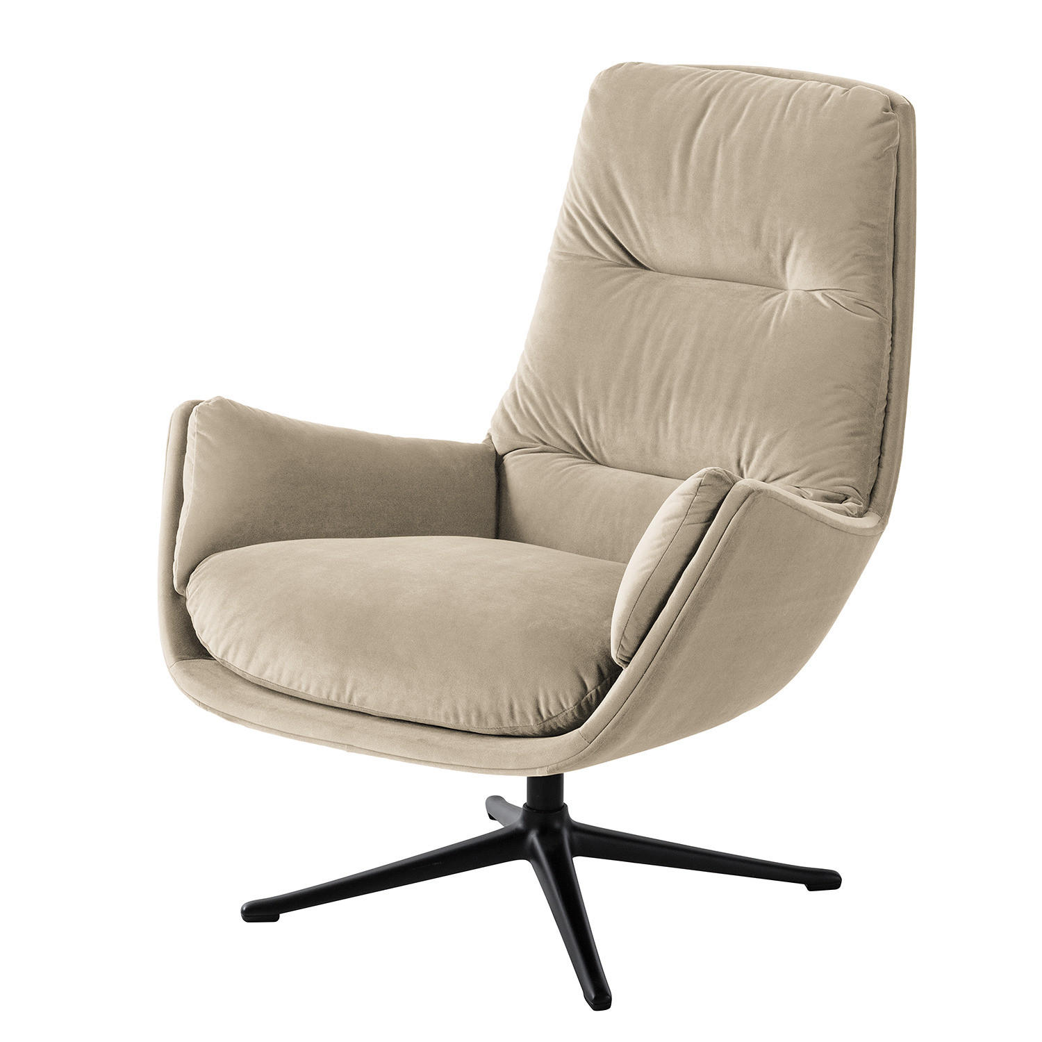 SESSEL mit Kreuzfuß - Beige/Schwarz, Textil/Metall (83/95/97cm) - home24