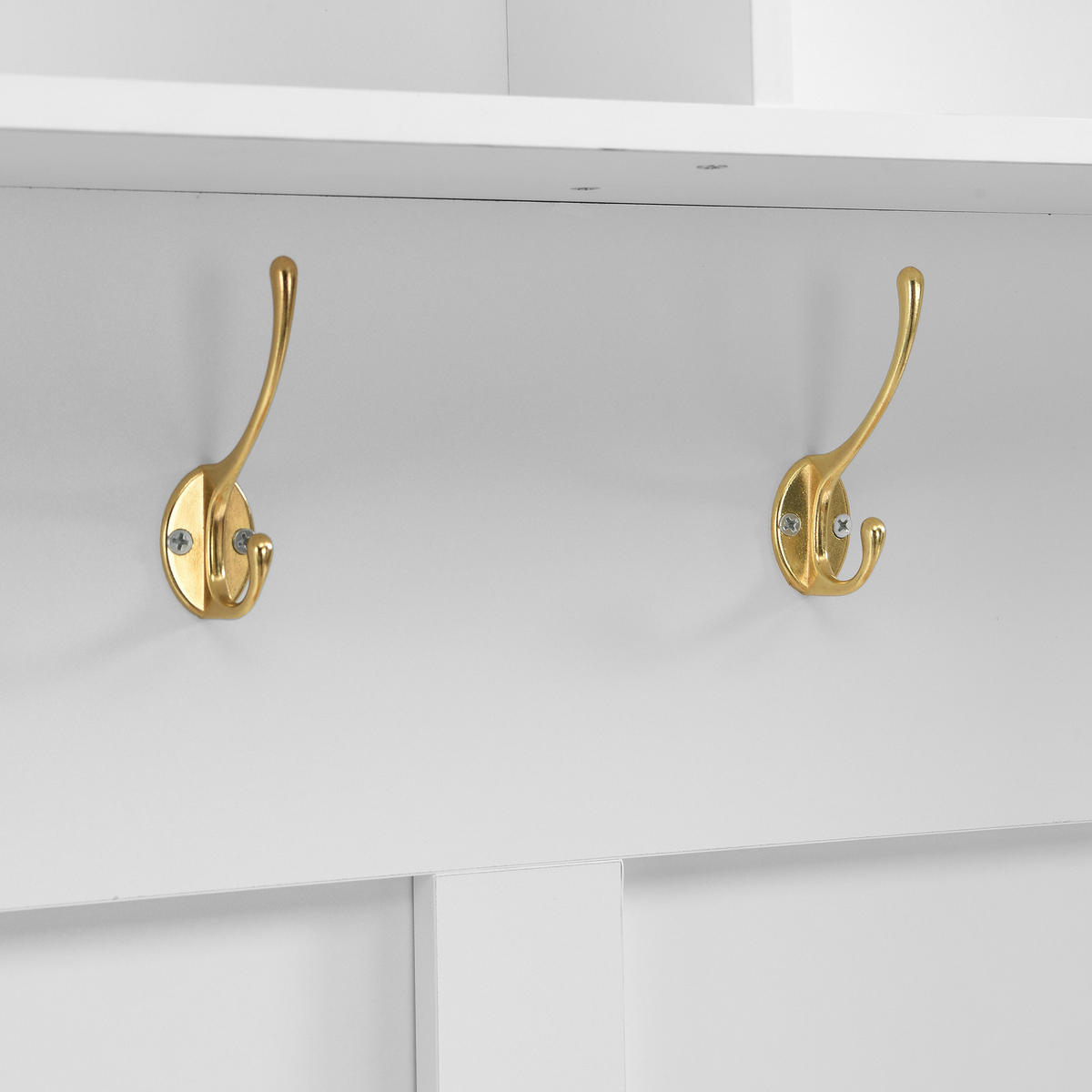 GARDEROBE Flurgarderobe Garderobenschrank LED Spiegel Haken Schubladen Sitzbank 187/120/40 cm - Weiß/Naturfarben, Glas/Holzwerkstoff (120/187/40cm) - EVRYAE