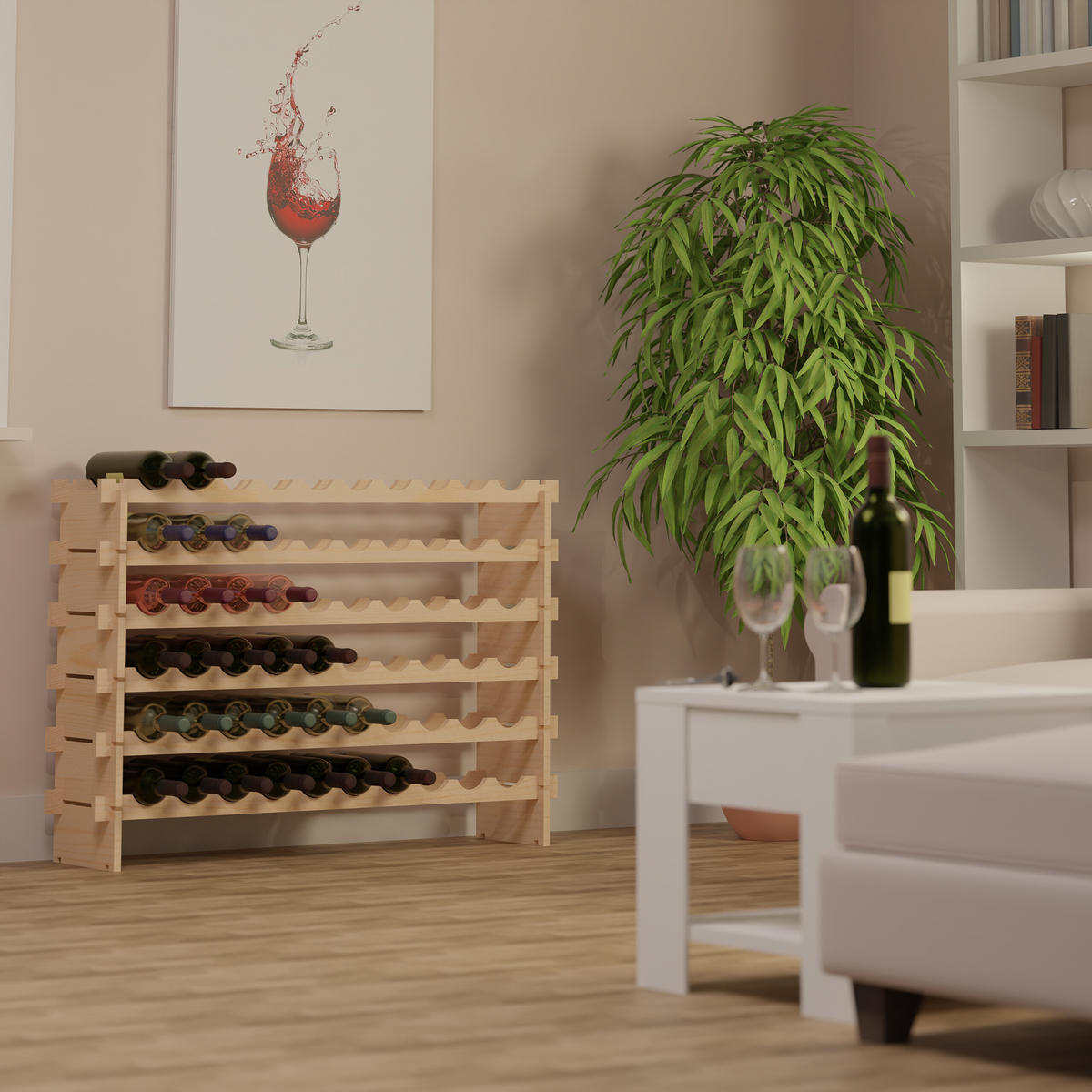 WEINREGAL - Hellbraun, Holz (103/73/25cm) - Relaxdays