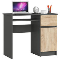 SCHREIBTISCH Grau, Sonoma Eiche 90x50x77 cm - Grau/Sonoma Eiche, Holzwerkstoff (50/90/77cm) - Akord