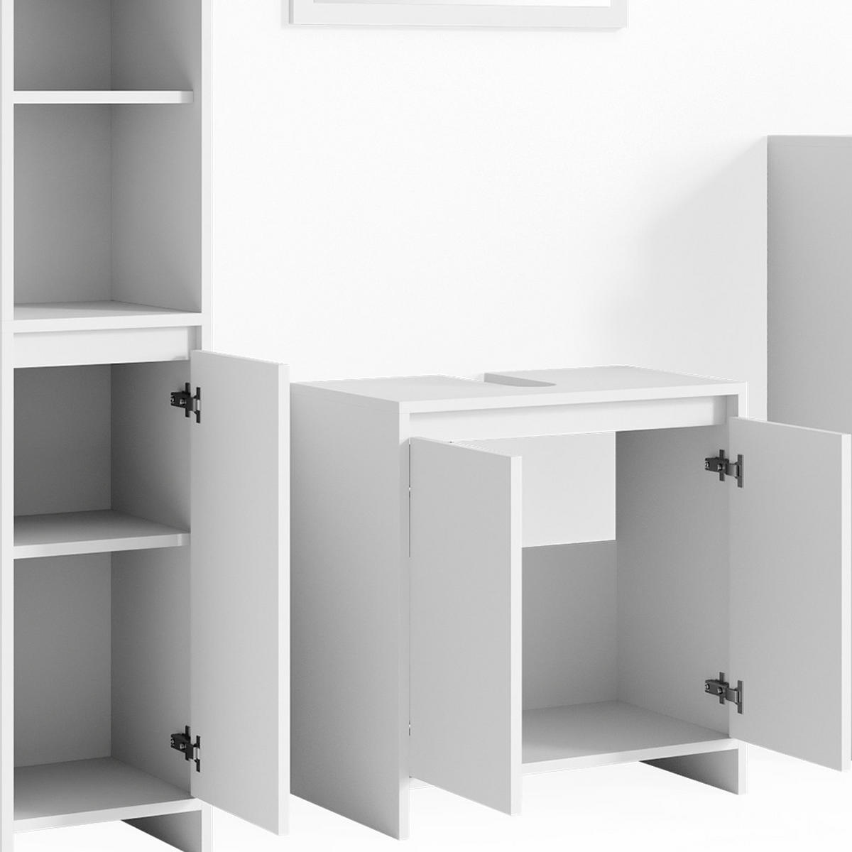 BADMÖBEL-SET Emma Weiß 4 Teile - Weiß, Holzwerkstoff (58/60/33cm) - Vicco