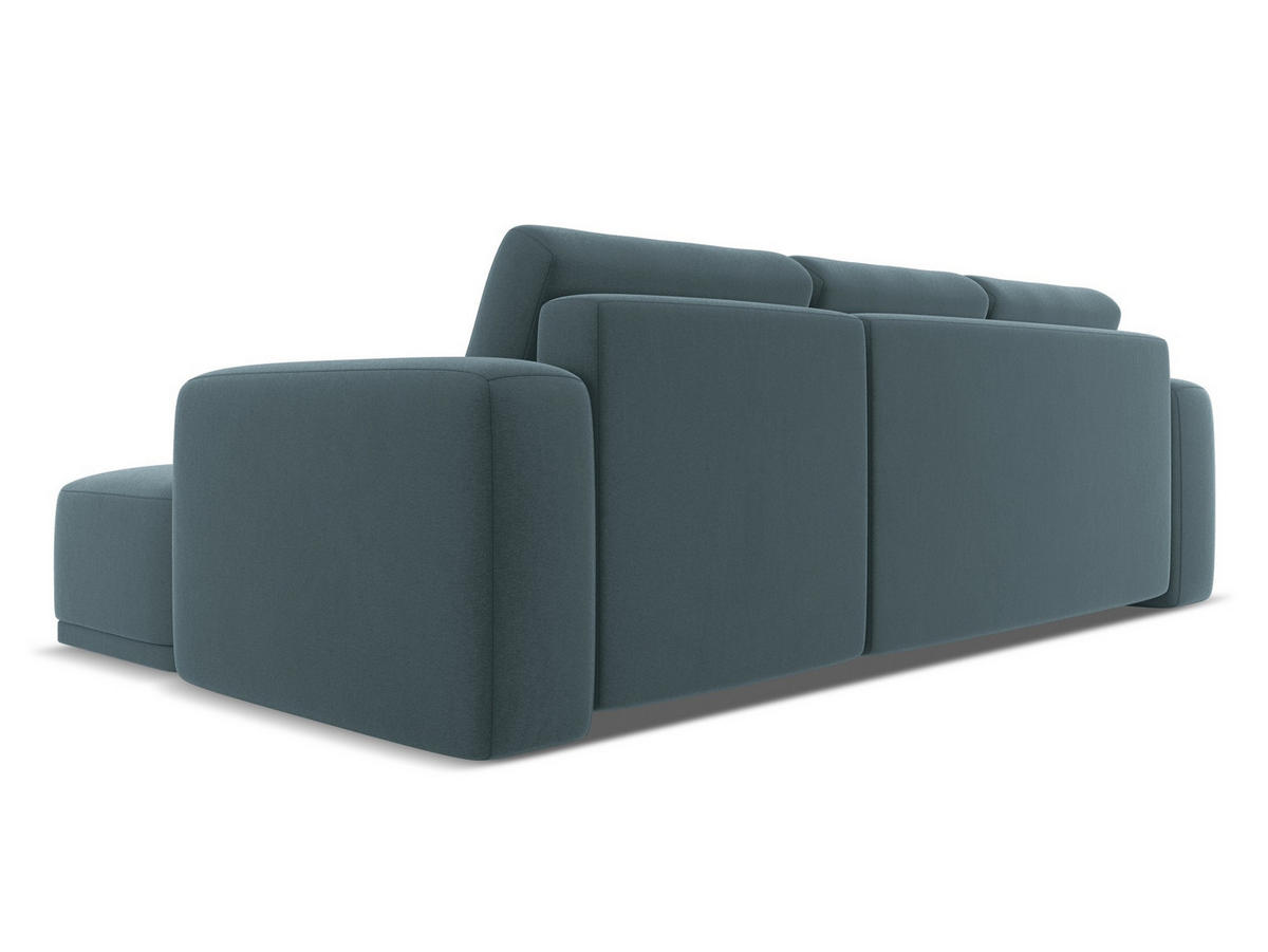 ECKSOFA mit Schlaffunktion Samt Stoff Blau - Blau/Petrol, Kunststoff/Textil (258/160cm) - Makamii