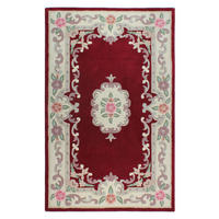WOLLTEPPICH Aubusson-Muster handgeknüpft BEAULY, Rot-Beige 150x240 cm - Rot, Textil (150/240cm) - KADIMA DESIGN