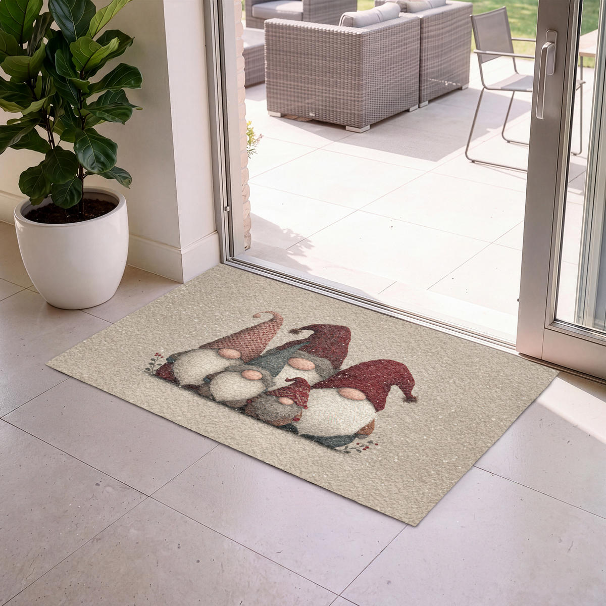 ROHOŽKA Skřítci - Vánoce - Sníh - Špičaté klobouky 120x80 cm - béžová, textil/umělá hmota (120/0.4cm) - MuchoWow