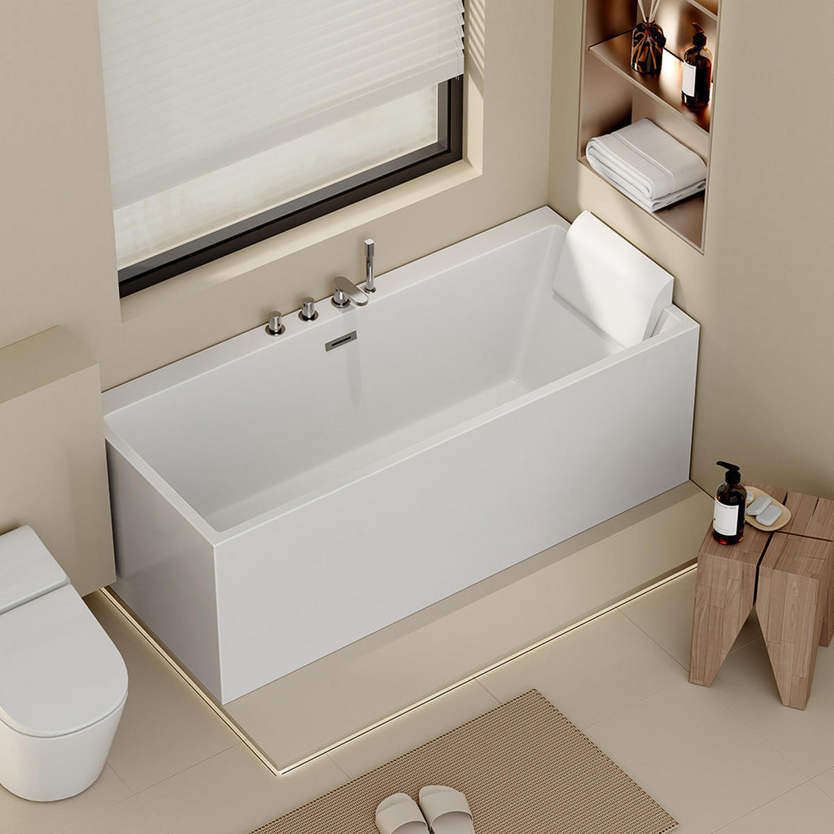 BADEWANNE AMBER - Ausführung: Ohne Whirlpool Funktion - Weiß, Kunststoff (58/80/170cm) - Home Deluxe
