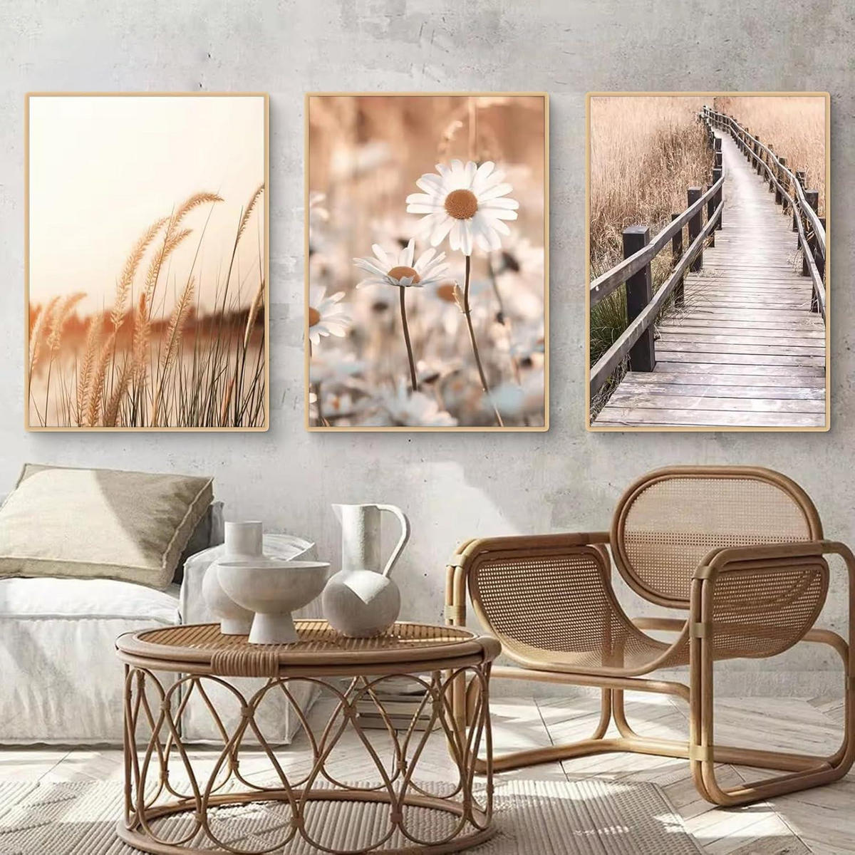 POSTER 3er Set Boho Ästhetik 50x70cm - Beige, Papier (2/0.5cm)