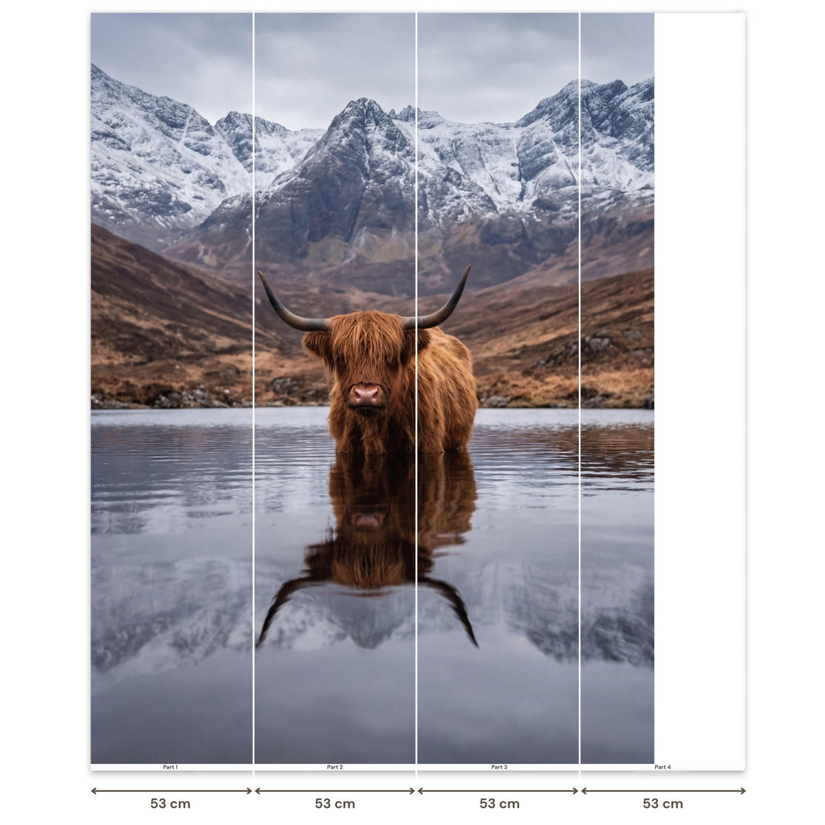 TAPETE - Schottischer Hochländer - Braun - Wasser - 200x260 cm - Braun, Papier (200/260cm) - OnlyWow