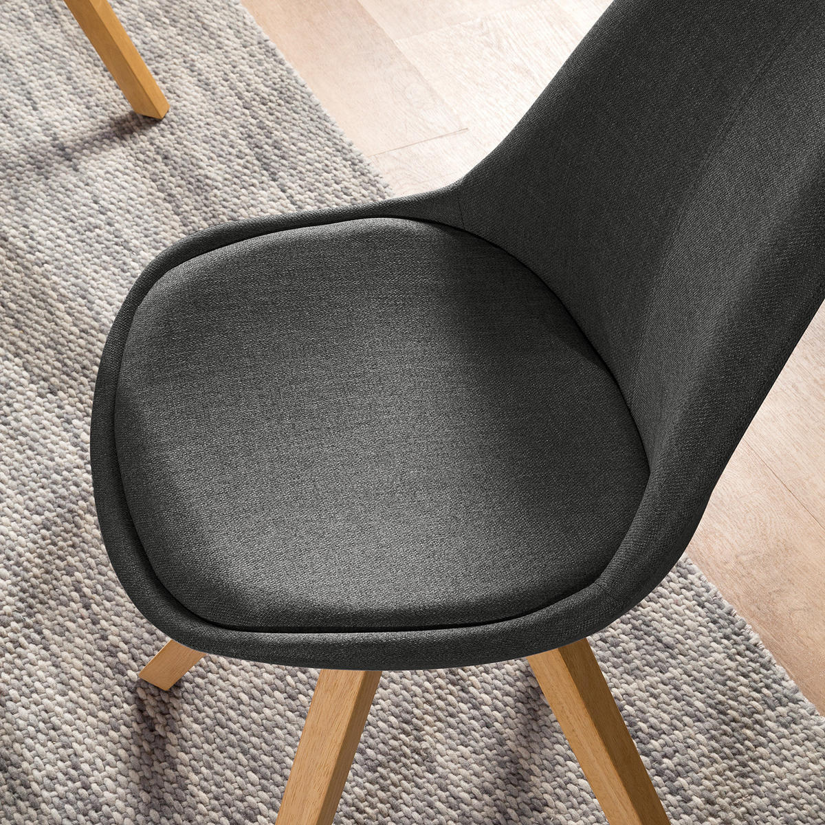 POLSTERSTUHL-SET - Anthrazit/Braun, Holz/Textil (49/85/55cm) - home24