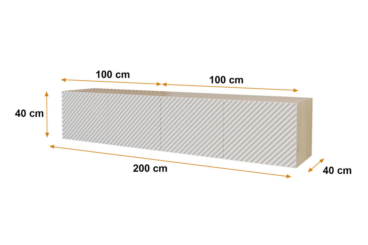 LOWBOARD ZENO-W 2x100x40x40 cm - Artisan / Weiß - Weiß, Holzwerkstoff (200/40/40cm) - ALTDECOR