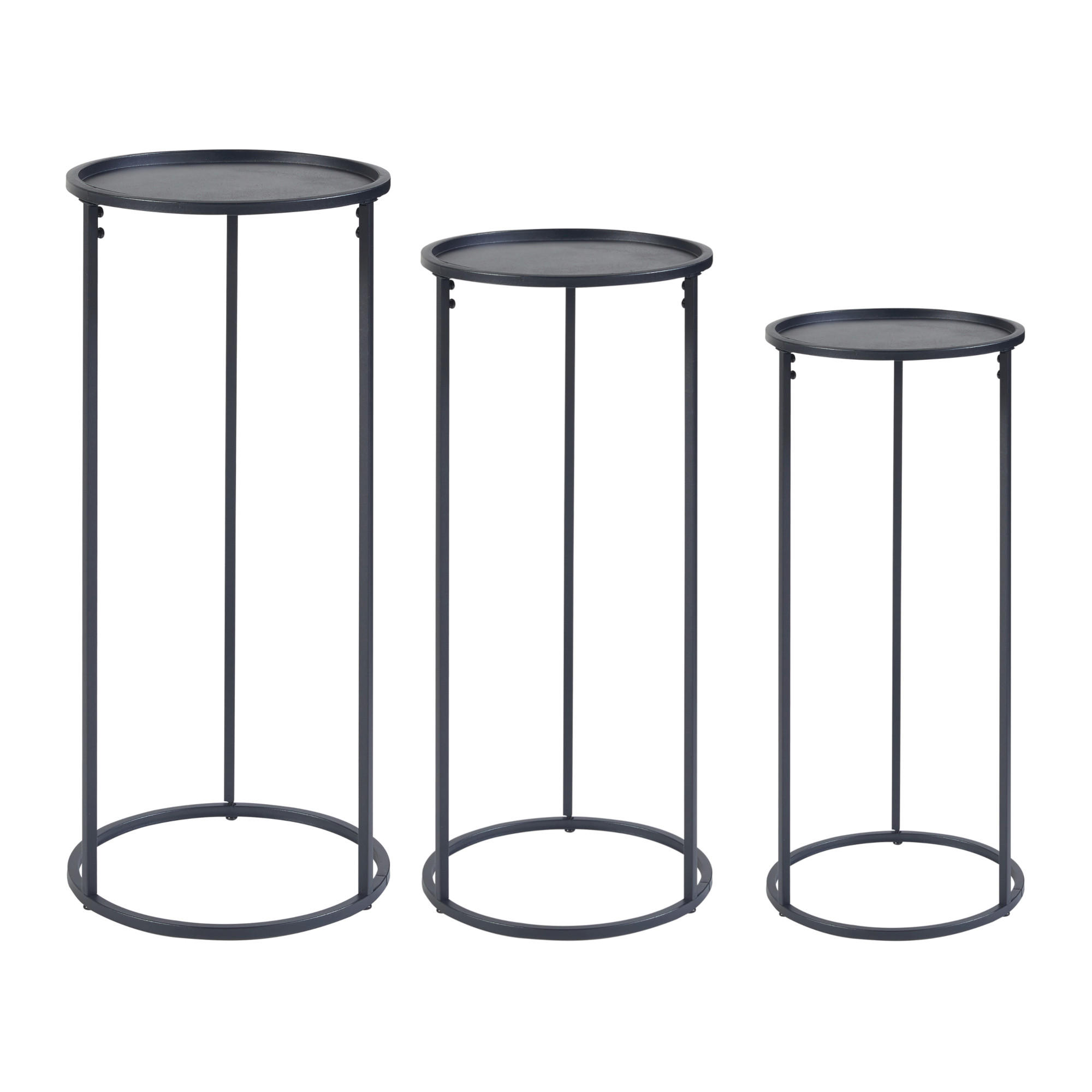 PFLANZENSTÄNDER-SET 3 TLG. Nesodden - Schwarz, Metall (32/32/70cm) - [en.casa]