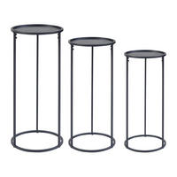 PFLANZENSTÄNDER-SET 3 TLG. Nesodden - Schwarz, Metall (32/32/70cm) - [en.casa]