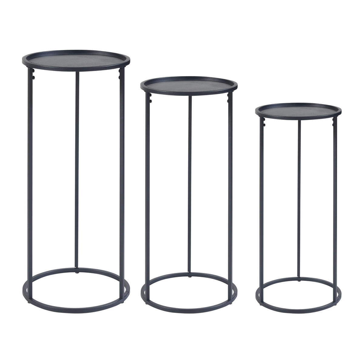 PFLANZENSTÄNDER-SET 3 TLG. Nesodden - Schwarz, Metall (32/32/70cm) - [en.casa]