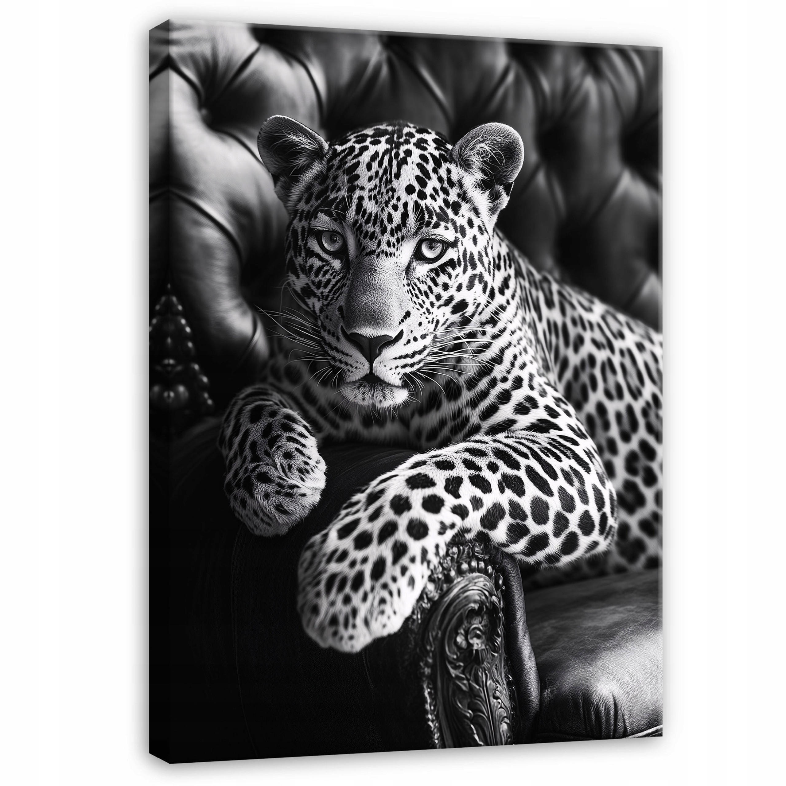 LEINWAND BILDER Tiger Tiere Schwarz Weiß Modern 100x70 - Multicolor, Holzwerkstoff (70/100cm) - Wallarena