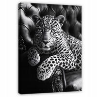 LEINWAND BILDER Tiger Tiere Schwarz Weiß Modern 60x40 - Multicolor, Holzwerkstoff (40/60cm) - Wallarena