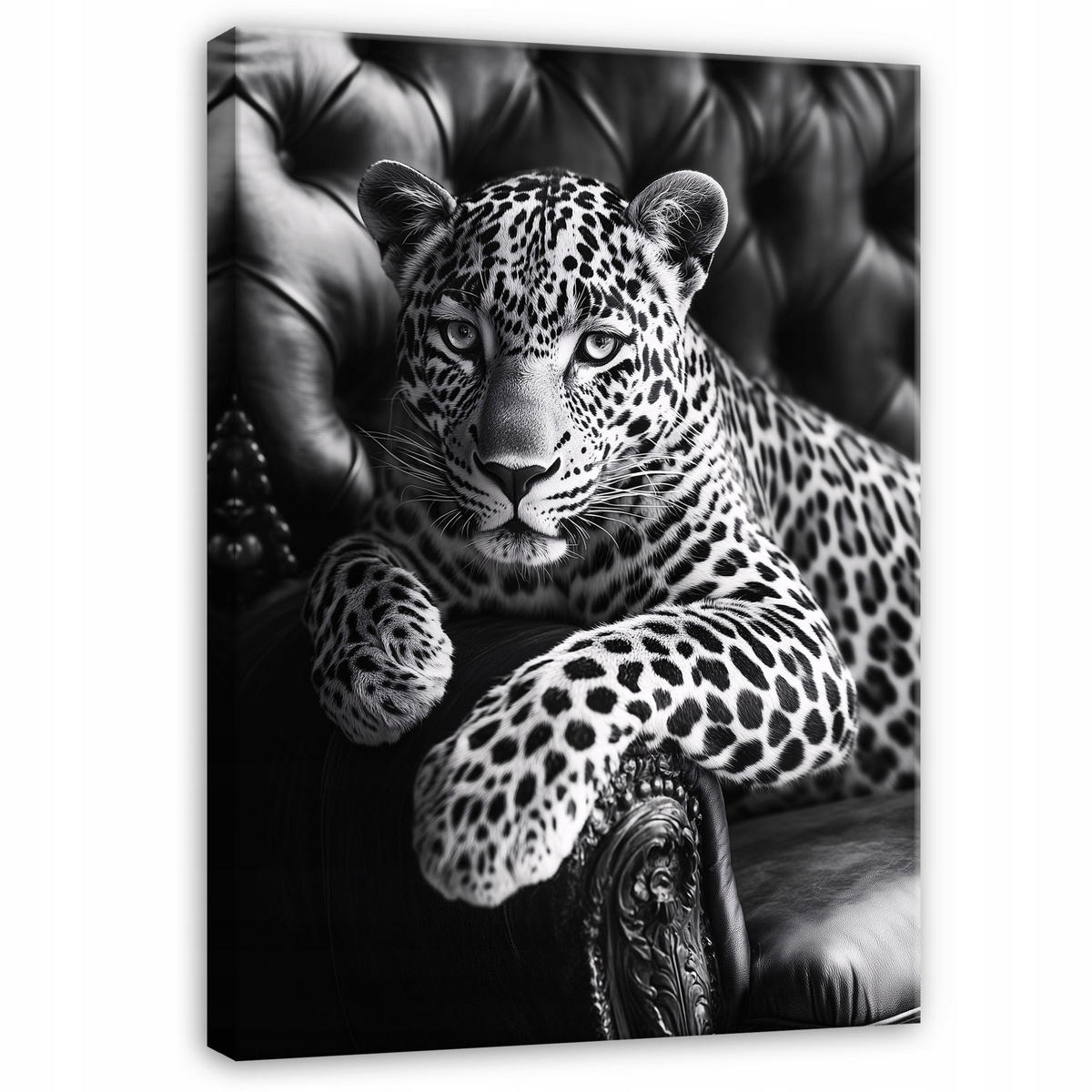 LEINWAND BILDER Tiger Tiere Schwarz Weiß Modern 60x40 - Multicolor, Holzwerkstoff (40/60cm) - Wallarena