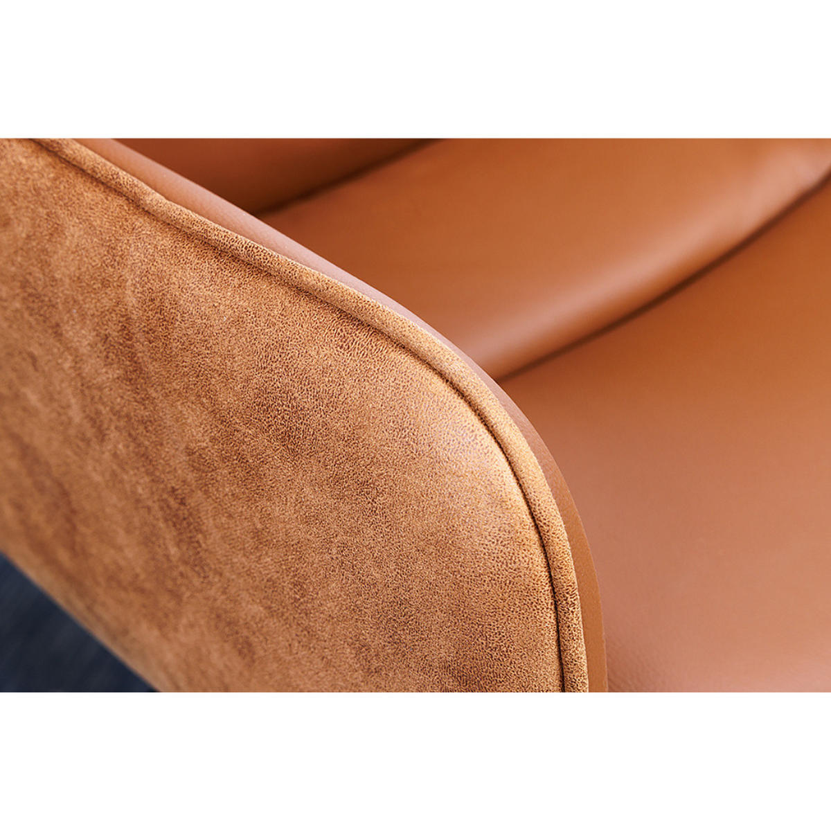 STUHL BIG GEORGE Echtleder, Microfaser Cognac - Cognac/Schwarz, Leder/Textil (58/88/66cm) - riess-ambiente