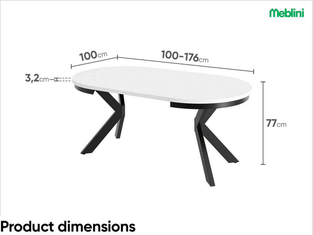 ESSTISCH BAGIO - Schwarz/Weiß, Holzwerkstoff (100/100/77cm) - Meblini