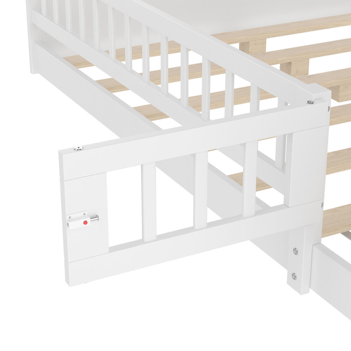 KINDERBETT 140/190 cm, Weiß, aus Kiefernholz mit Stauraum - Weiß, Holz (140/190cm) - MIVRAY