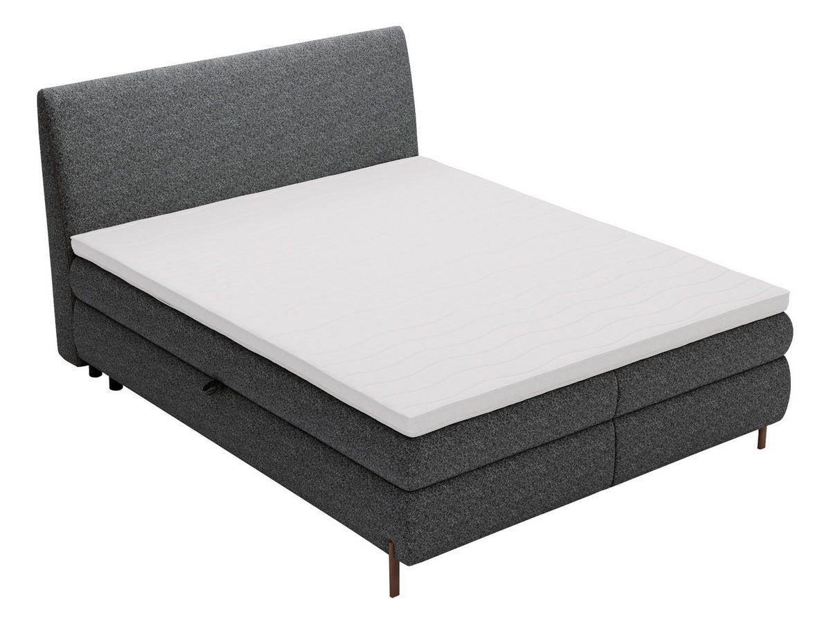 BOXBETT Evia - H3 - Dunkelgrau/Braun, Holzwerkstoff/Textil (160/200cm) - MIRJAN24