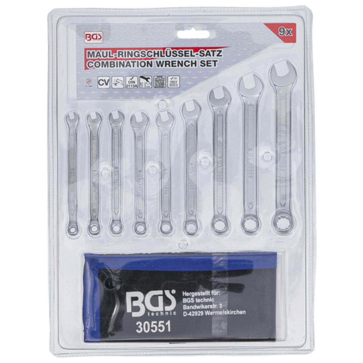 RING-MAULSCHLÜSSEL-SATZ SW 4-10 mm 9-tlg. - Multicolor, Kunststoff (300/230/25cm) - BGS technic