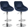 BARHOCKER 2er Set Samt blau - Chromfarben/Blau, Textil/Metall (46/83/49cm) - CLP