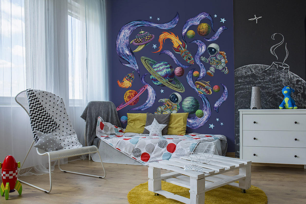 WANDAUFKLEBER 100x150cm - Weltraumträume - Multicolor, Kunststoff (100/150/0.1cm) - Wallfluent