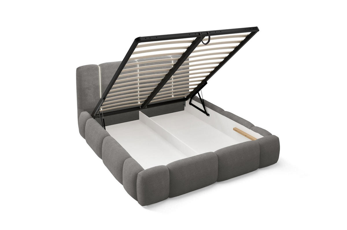POLSTERBETT mit Stauraum und LED-Beleuchtung 120x200 cm in Grau - Grau, Metall (120/200cm) - Home Collective