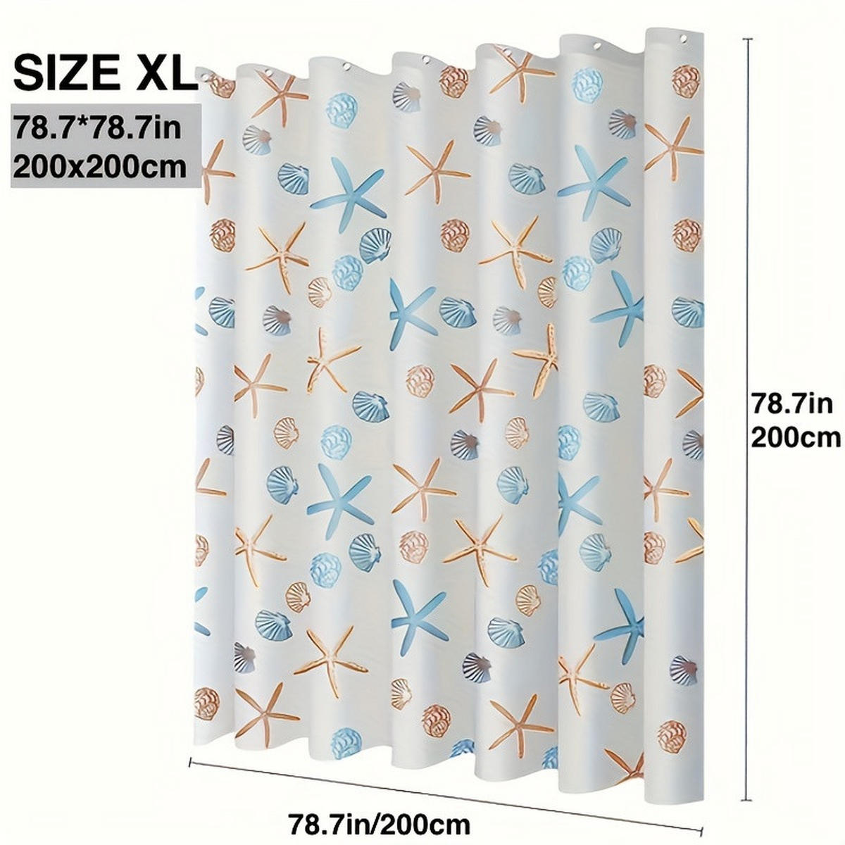 DUSCHVORHANG Seestern Muster 200 x 200 cm mit Haken Dekoration Badezimmer - Multicolor, Kunststoff (200/200cm) - MCBOSON