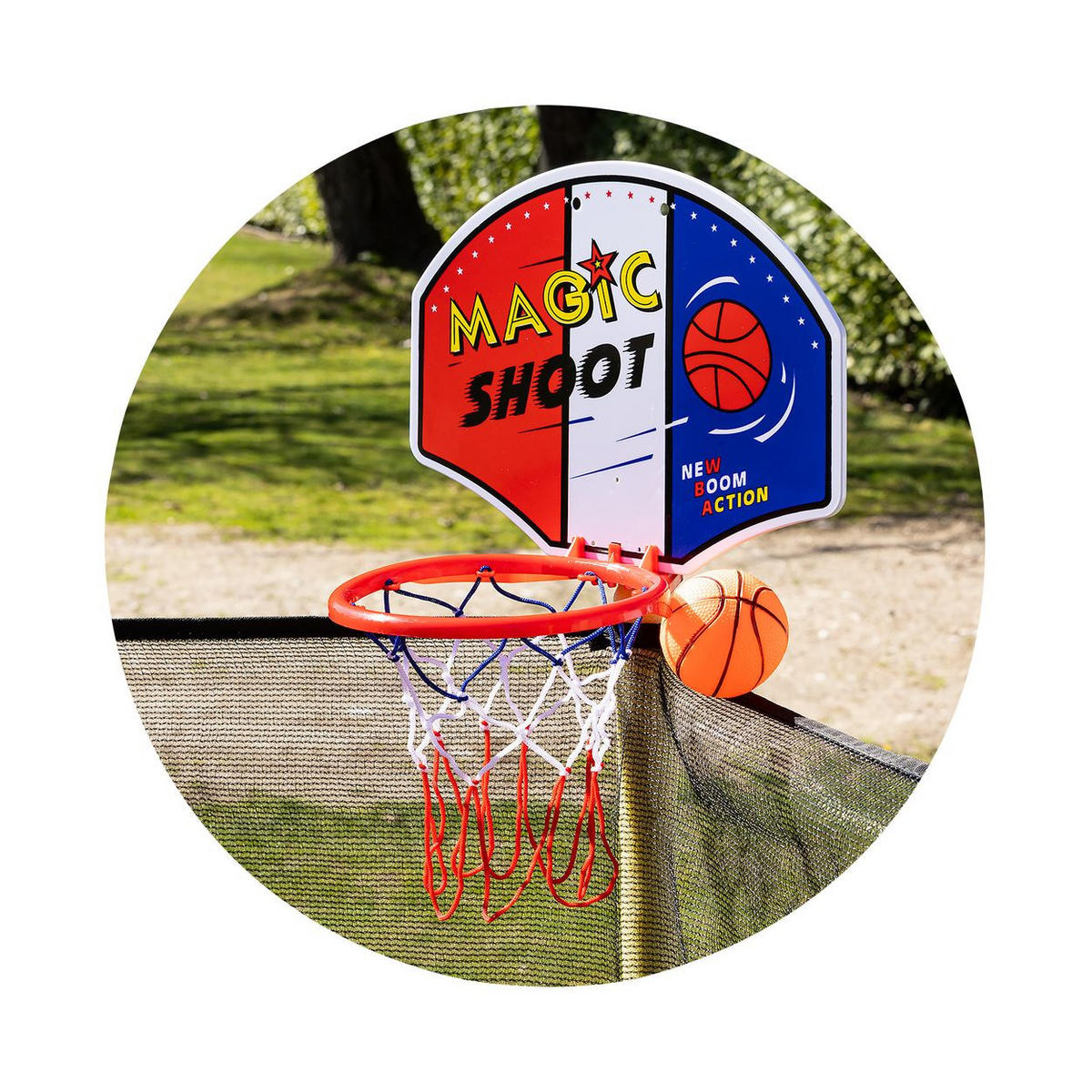 KINDERTRAMPOLIN Sporty 140 cm gelb Basketballkorb Leiter Federabdeckung - Gelb, Textil (140/140cm) - Chipolino