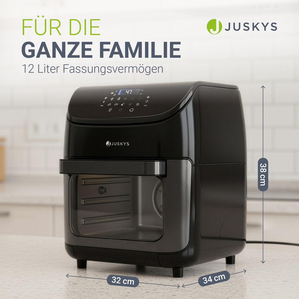HEISSLUFTFRITTEUSE 12 L - Schwarz, Kunststoff (32/38/34cm) - Juskys