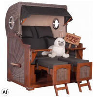 STRANDKORB 2-Sitzer Düne Mahagoni 548 - Schwarz/Braun, Holz (125/170/80cm) - Mr. Deko
