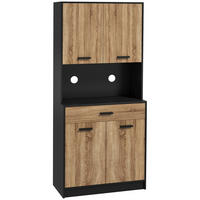 BUFFET DE-11071 Industrie-Design, 4 Türen Schwarz/Natur - Naturfarben, Holzwerkstoff (40/180/80cm) - ComfortXL