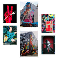 POSTER Set Mit 6 Graffiti, Bunte Straßenkunst A3 & A4 Rahmenlos - Klar, Papier (29/3cm) - Nacnic