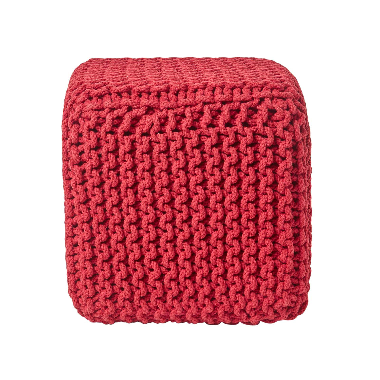 STRICK-POUF rot, Sitzwürfel 35/35/35 cm - Rot, Textil (35/35/35cm) - Homescapes