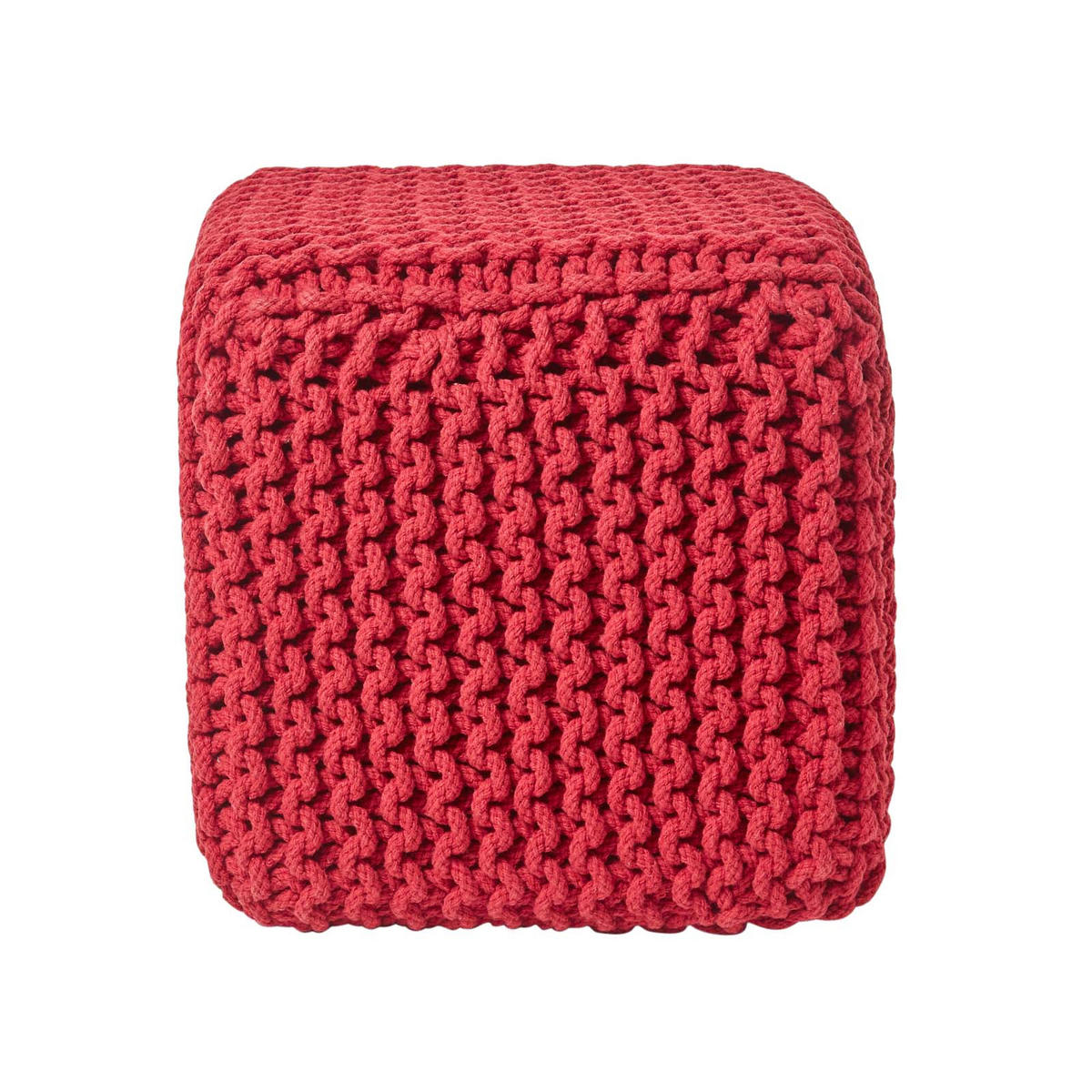 STRICK-POUF rot, Sitzwürfel 35/35/35 cm - Rot, Textil (35/35/35cm) - Homescapes