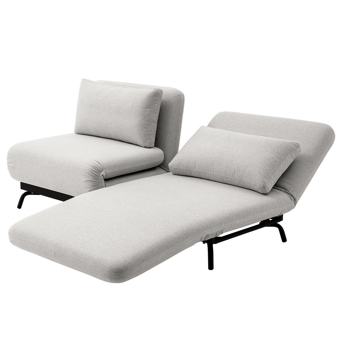 SCHLAFSOFA mit Relaxfunktion - Webstoff - Hellgrau/Schwarz, Textil/Metall (184/78/85cm) - home24