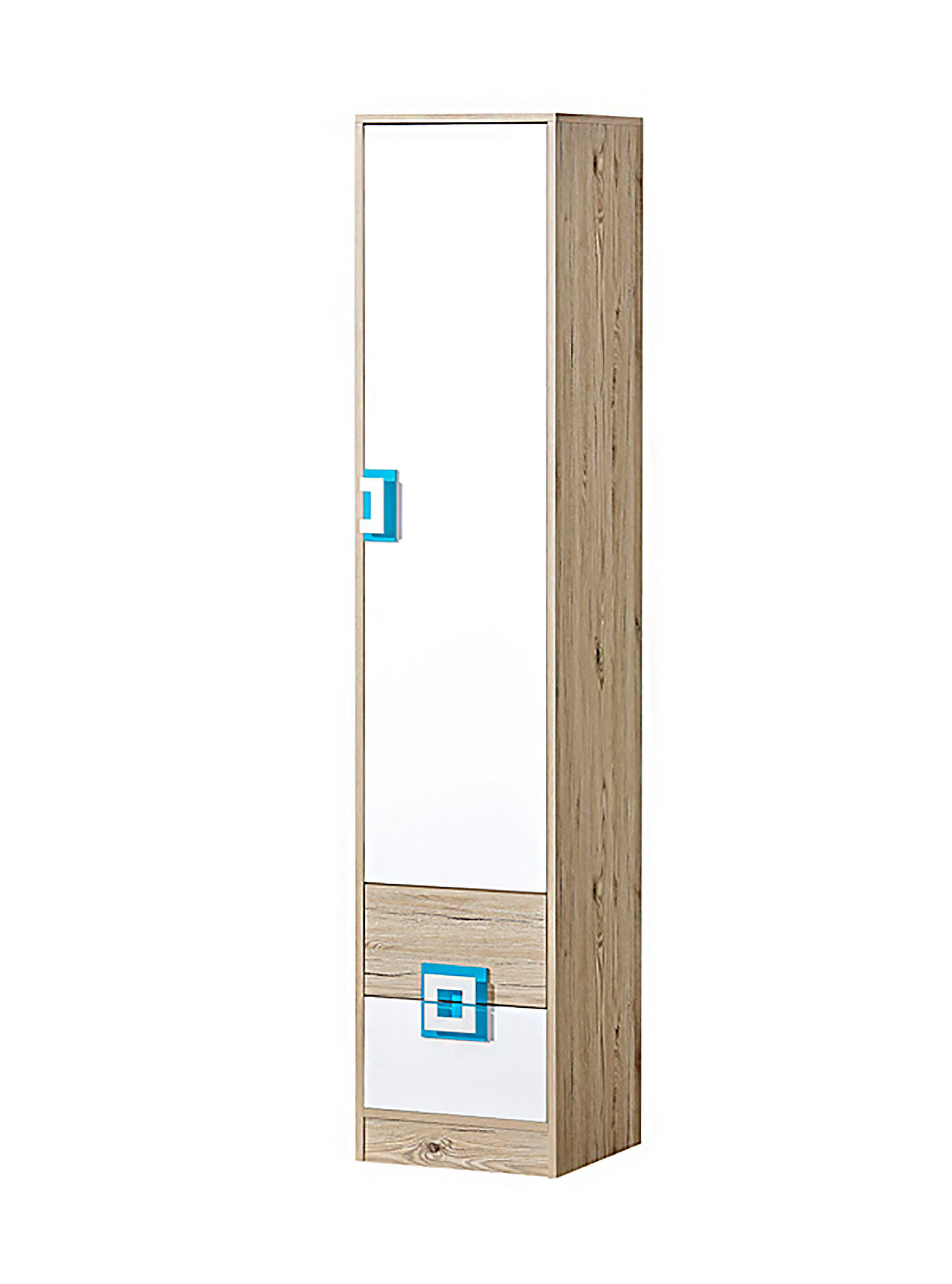 STAURAUMSCHRANK Nico 5 Eiche hell / Weiß-Farbapplikation Türkis 40 / 40 / 190 cm - Türkis/Hellbraun, Holz/Holzwerkstoff (40/190/40cm) - Feldmann-Wohnen