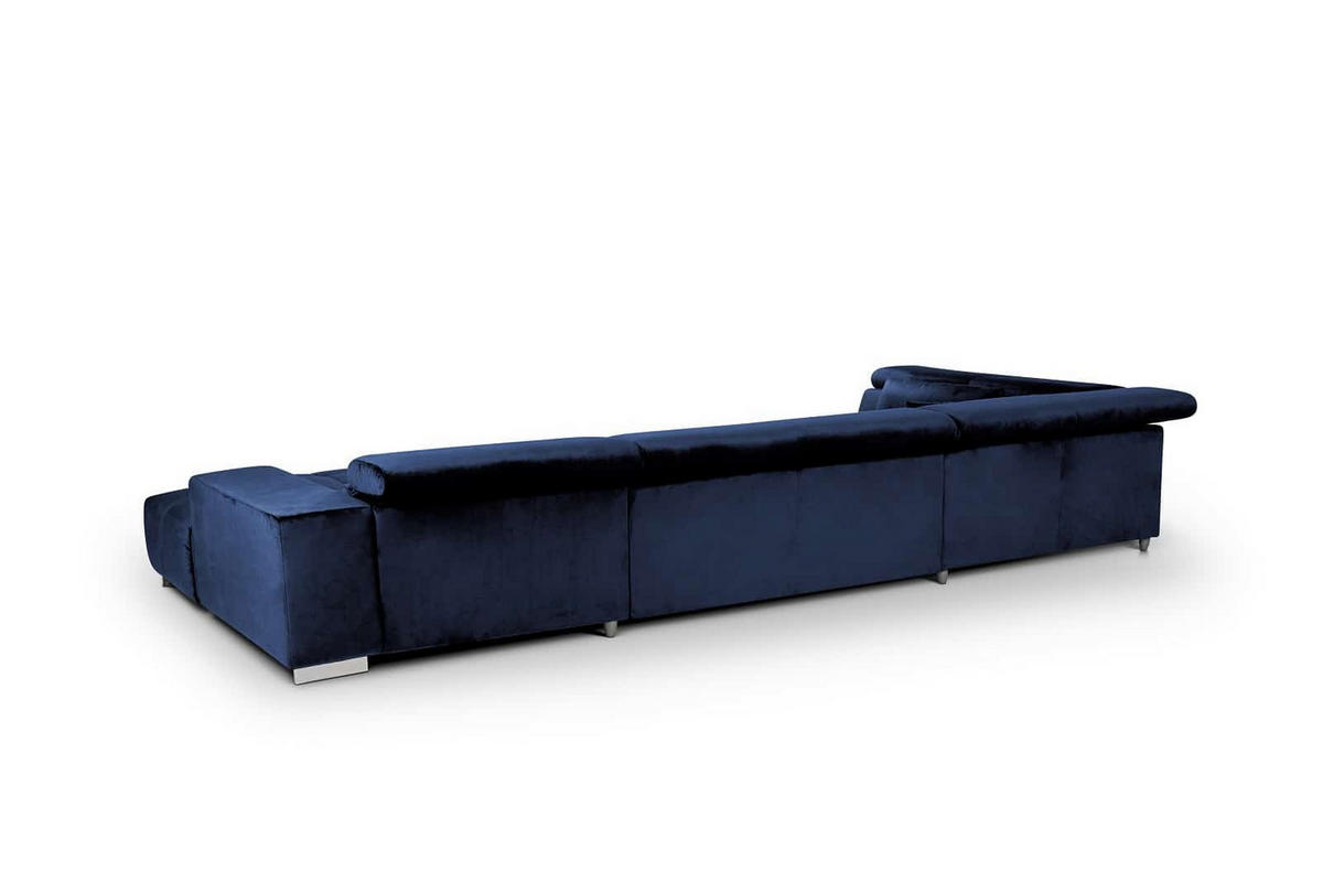 DAVID Ecksofa aus Echtleder – Elegantes Schlafsofa mit Bettkasten und Schlaffunktion - Chromfarben/Dunkelgrau, Leder/Metall (25.4/16.7cm) - Cotta