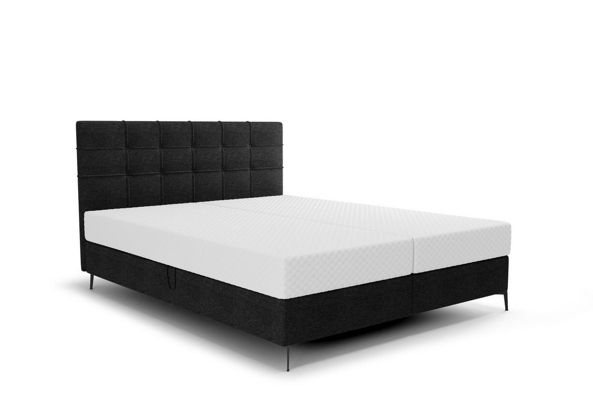 BOXBETT INAO 180x200 mit Matratze H3, Bonell und Topper ARAGON 99 - Schwarz, Textil (180/200cm) - Bedante