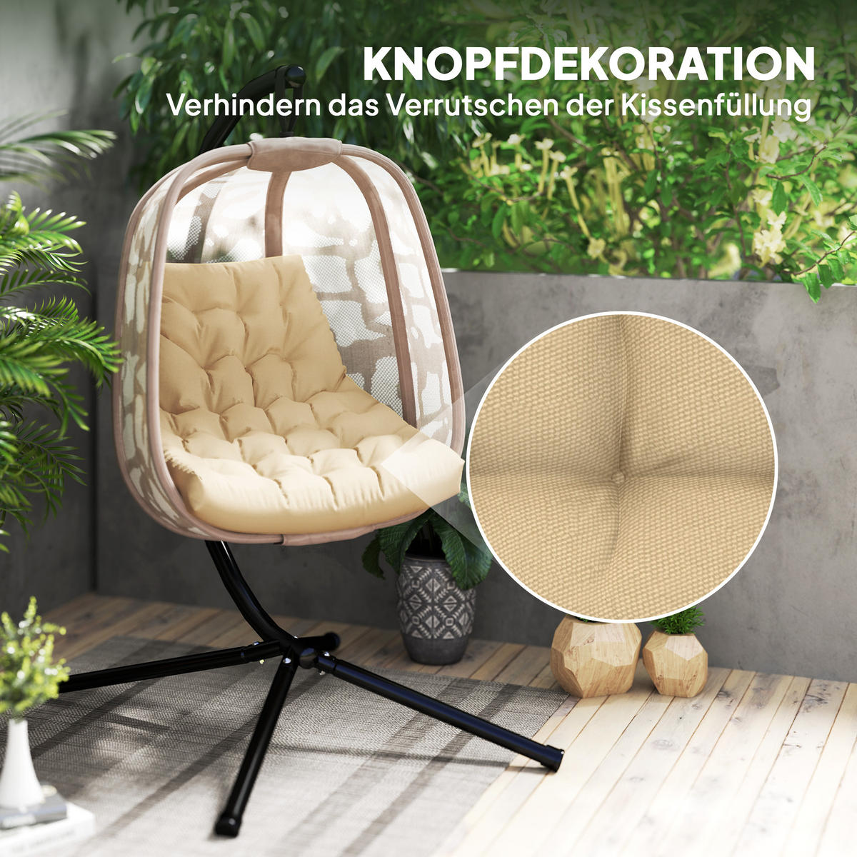 SITZKISSEN für Hängekorb, Beige - Beige, Kunststoff (100/8/120cm) - Outsunny