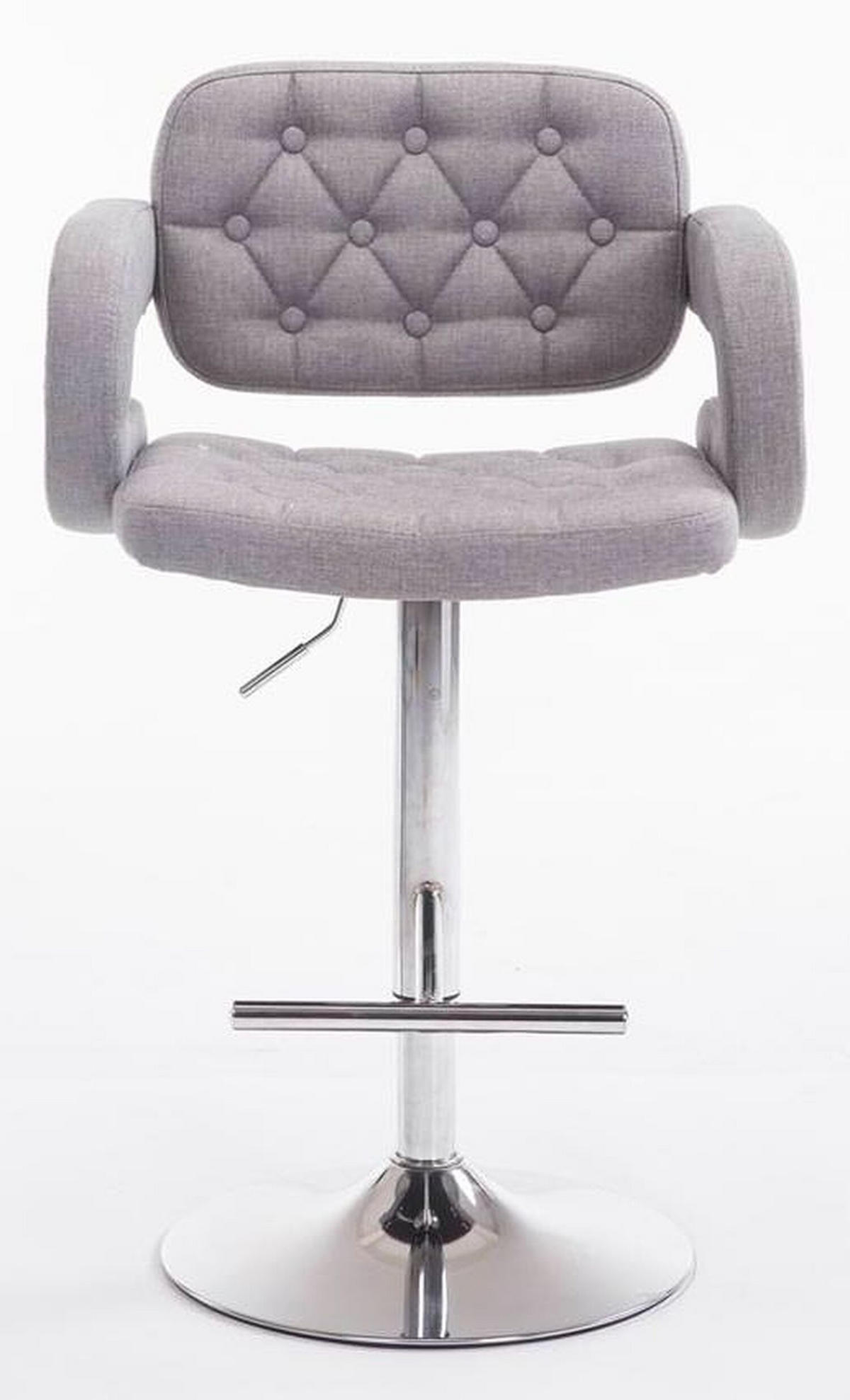 BARHOCKER Dubai, 2er Set, Gestell Metall in Chromoptik, Stoff Grau - Chromfarben/Grau, Textil/Metall (52/100/55cm) - TPFLiving