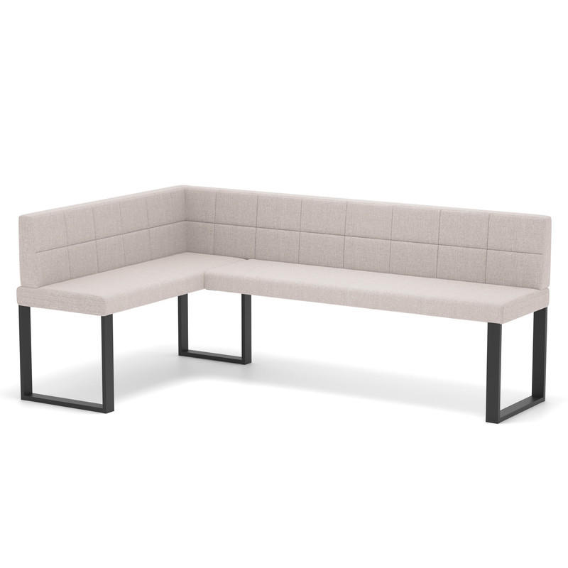 ECKBANK links SANA U Webstoff gesteppt, 128/168 cm Beige - Beige, Textil/Metall (128/168cm) - Idohome