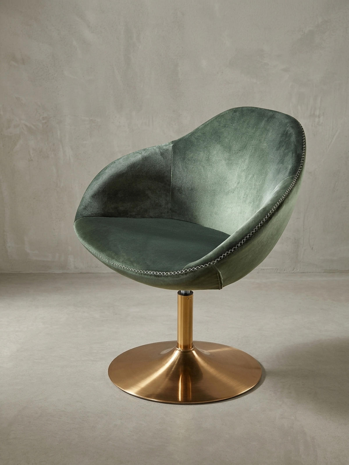 LOUNGESESSEL Samt mit 360° Drehfunktion, Grün 70x70x79 cm - Goldfarben/Grün, Textil/Metall (70/79/70cm) - KADIMA DESIGN