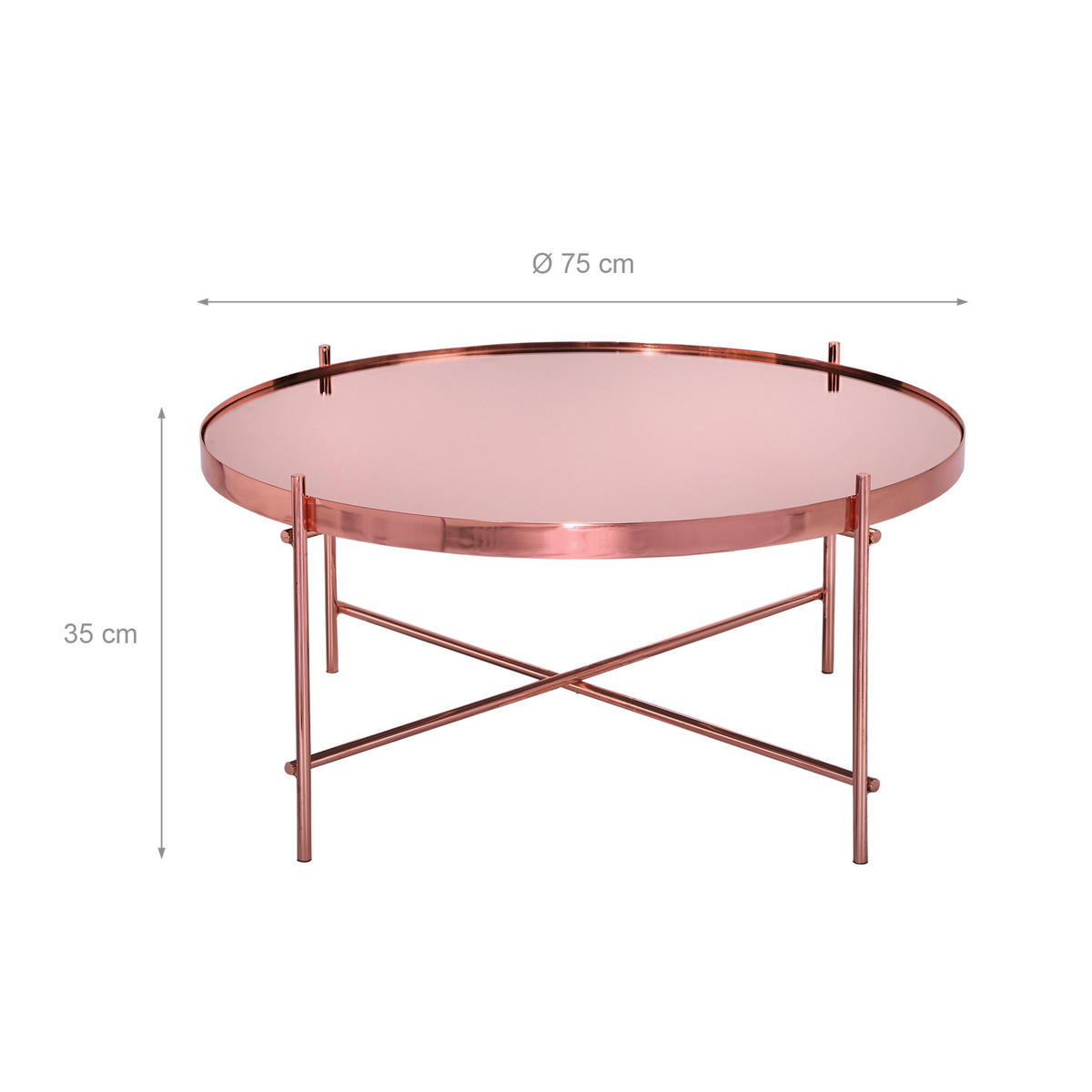 COUCHTISCH rund Kupfer 75/35 cm - Kupferfarben, Metall (75/35/75cm) - WOMO-DESIGN