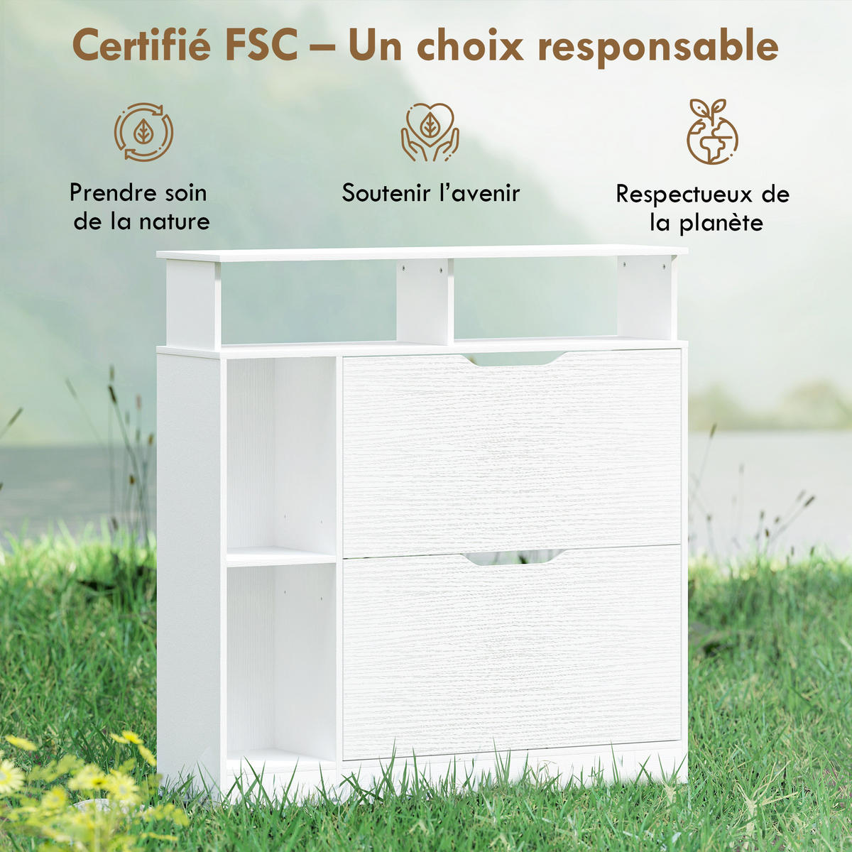SCHUHSCHRANK Weiß MDF klappbar mit Fächern 1 Stück - Weiß, Holzwerkstoff (89/92/25cm) - PANGIVO