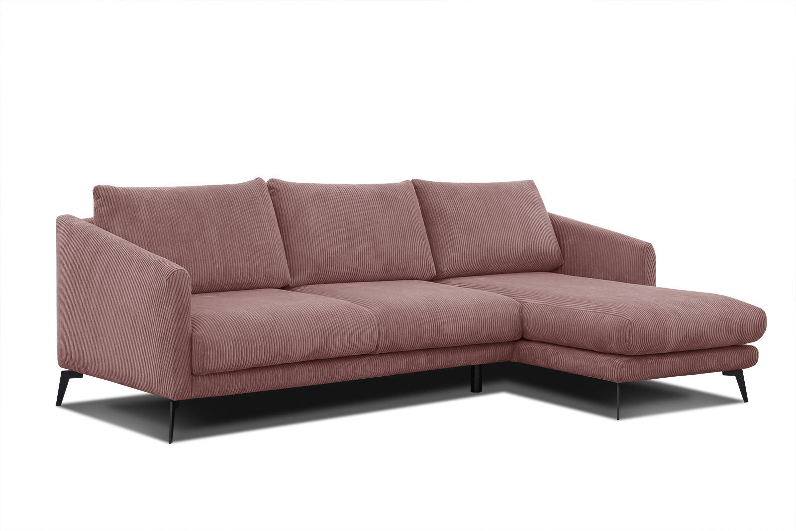 ECKSOFA VILT 4-Sitzer, altrosa - Schwarz/Altrosa, Holzwerkstoff/Textil (255/156cm) - Courtois Laville